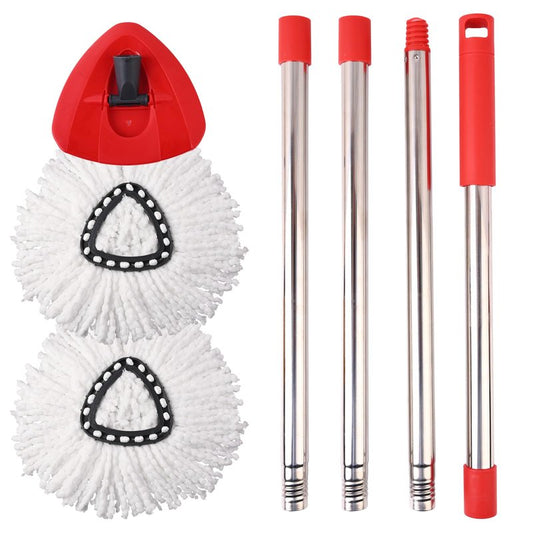 Jikefa Mop Replacement Heads, Handle, Base Compatible with O Cedar EasyWring 1-Tank Spin Mop System, 2 Microfiber Mop Head Refills, 4-Section Iron Handle 30-58in and 1 Spin Base Cover Set