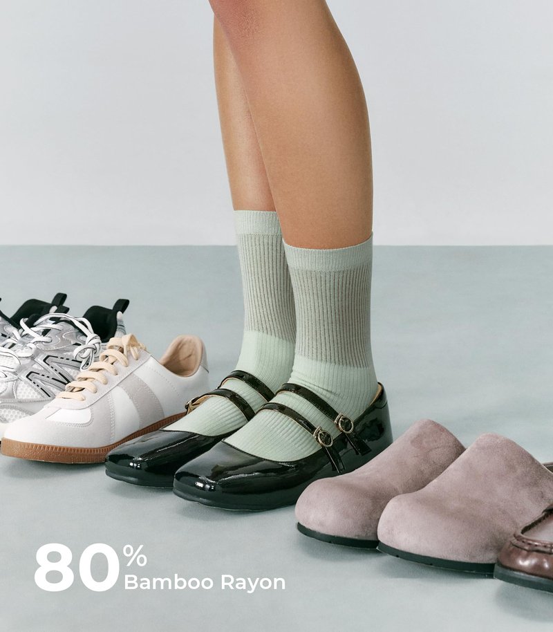 FITRELL Women's Soft Bamboo Rayon Dress Socks, Thin Breathable Calf Crew Scrunch Socks for Casual Trouser 5 Pairs, White/Cream/Green/Light Blue/Light Pink, Medium