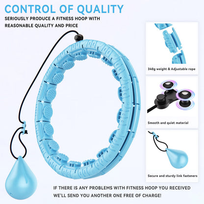 Infinity Weighted Hoop with Sweat Belt,Weighted Hula Hoop for Adults Weight Loss,Smart Waist Exercise Ring Infinity Fitness Hoop Plus Size,Waist Trimmer Workout Equipment for Women (Steady Blue)