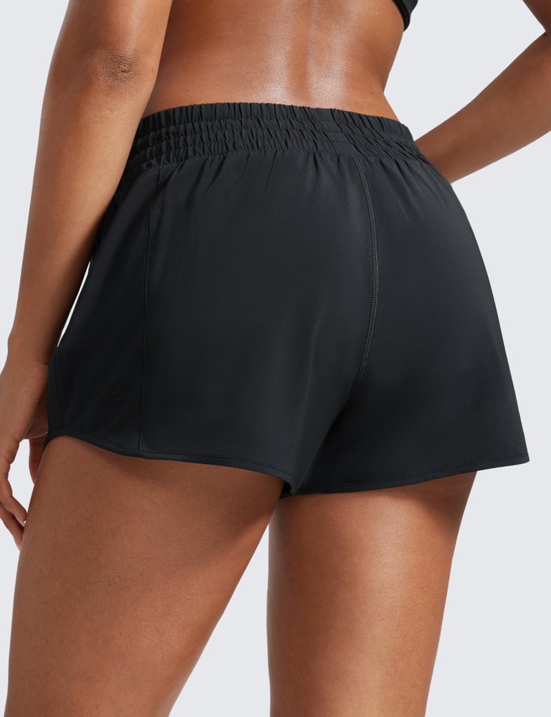CRZ YOGA High Waisted Running Shorts for Women 2.5" - Mesh Liner Quick Dry for Workout Sport Athletic with Zipper Pocket Black Medium