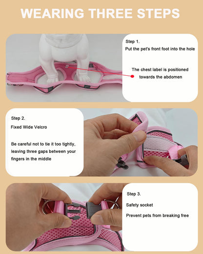 JUFOO XS Blue Soft Mesh Dog Harness and Leash Set,No Escape Puppy Harnesses for Training Walking， Reflective Adjustable Puppy Vest for Small Medium Dogs, Cats (Blue, XS)