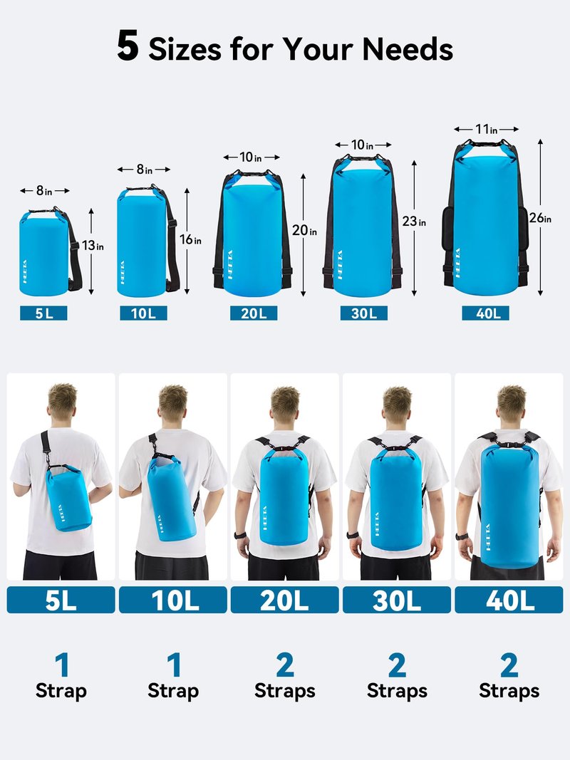 HEETA Waterproof Dry Bag for Women Men, Roll Top Lightweight Dry Storage Bag Backpack with Emergency Whistle for Travel, Kayaking, Boating, Camping, Beach, Cruise Ship Essentials (Blue, 40L)