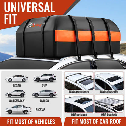 Car Rooftop Cargo Carrier - 21 Cubic Feet, 100% Waterproof Heavy Duty 840D Car Roof Bag for All Vehicles with/Without Racks - Anti-Slip Mat, 6 Door Hooks, Storage Bag, 2 Extra Straps