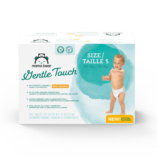 Amazon Brand - Mama Bear Gentle Touch Diapers, Size 5, 132 Count (4 packs of 33)