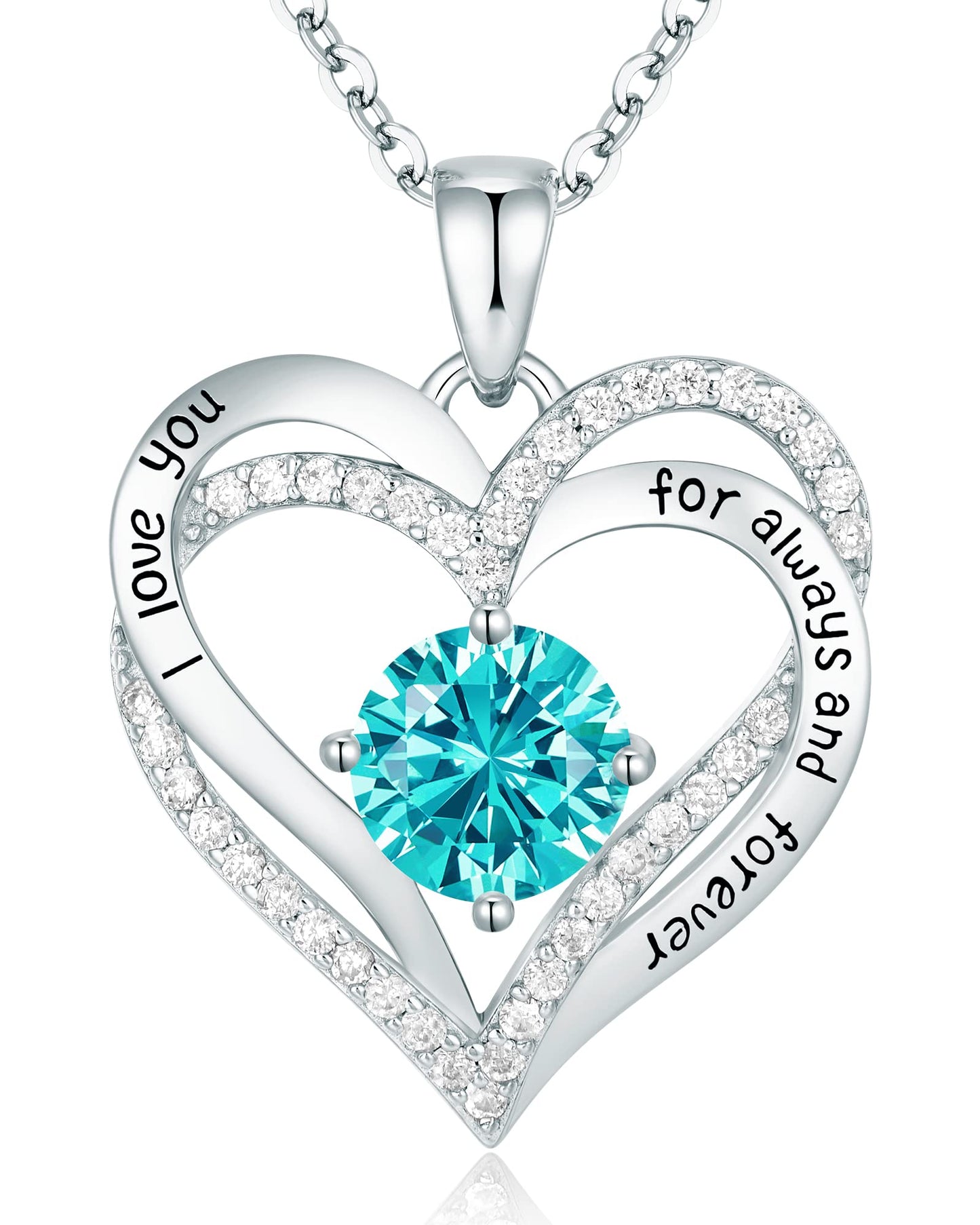 CDE Valentine's Day Gift Forever Love Heart Necklaces for Women, Wedding Anniversary, Birthday Mothers Christmas Day Gifts for Mom, Mother, Wife, S925 Silver Jewelry with Birthstone Pendant