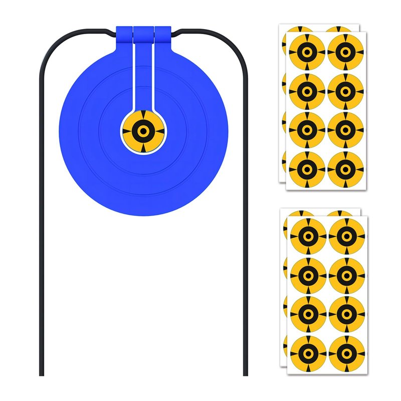 Atflbox Two in One Self-Healing Resetting Target, 8 Inch Gong High Caliber Spinner Target, Shooting Targets for Rifle, Pistol, Airgun, Handgun (Blue)