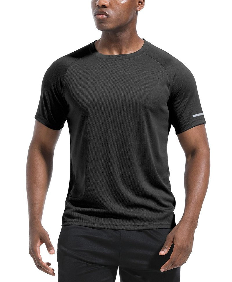 Men's 3 Pack Workout Shirts Dry Fit Crew Neck T Shirts Athletic Running Gym Mesh Short Sleeve Tee Tops Black/Grey/Dark Grey-3P11-XL