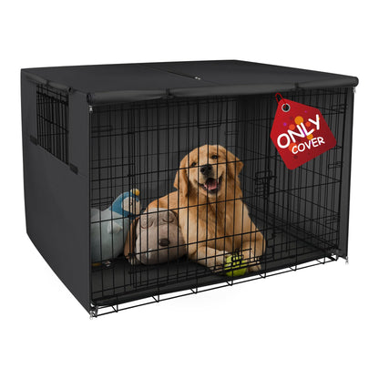 Explore Land Dog Crate Cover Durable - Polyester Pet Kennel Cover Universal Fit for 24-48 inches Wire Dog Crate (36 Inch (Pack of 1), Black Cover)