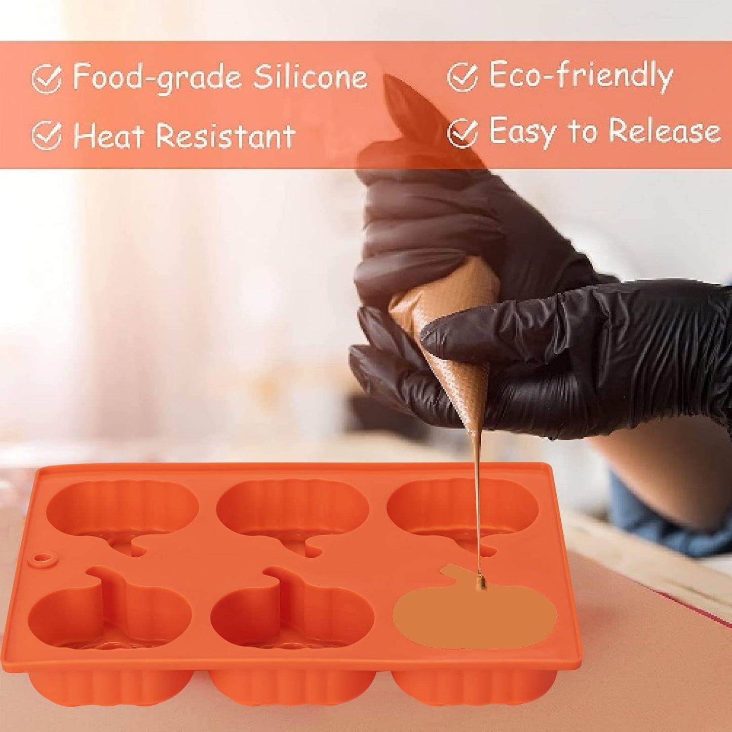 Silicone Pumpkin Molds, 2 Pack Pumpkin-Shaped Cake Molds Thanksgiving Oreo Molds Muffin Cupcake Pan Hot Chocolate Bomb Mold for Halloween Thanksgiving Fall Baking and Wax Melts Soap Making