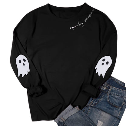 HEBBE Spooky Season Sweatshirts Halloween Ghost Sweatshirt Women - Halloween Graphic Crewneck Tops Casual Sweater