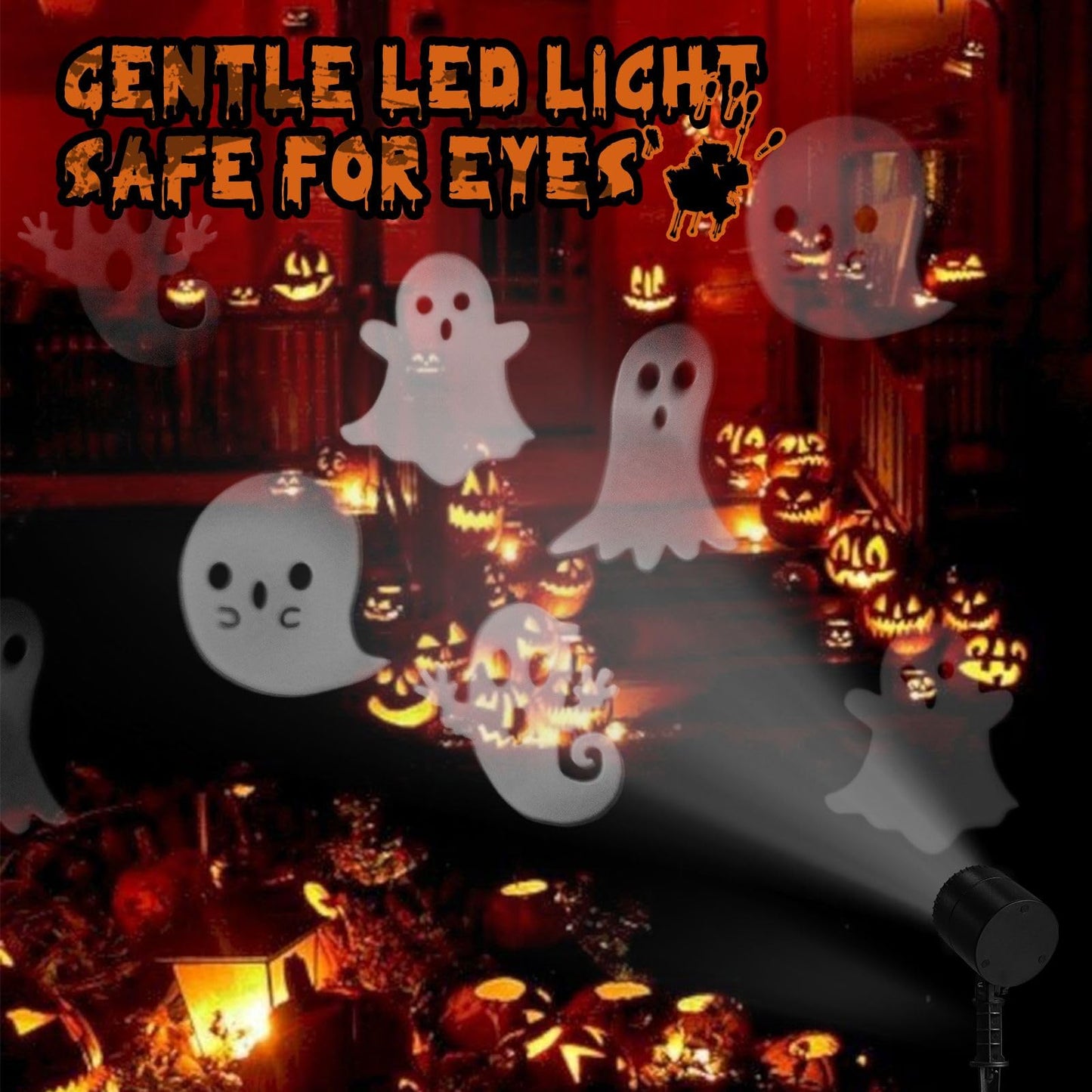 NOWSTO LED Halloween Decoration, Ghost Rotating Projector Yard Stake Lights, Indoor Outdoor Landscape Night Light for Home Thealter, Ceiling, Room, Patio, Garden, Halloween, Bedroom Decor