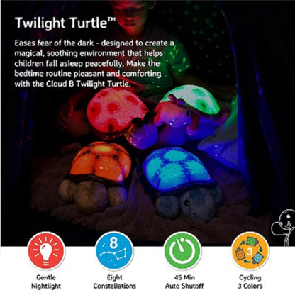 Cloud b Twilight Turtle Green - Baby Night Light Kids Constellation Star Projector | Auto Shut Off Kids Night Light Baby | Eases Fear of Dark, Soothing LEDs, 8 Constellations, 3 Colours