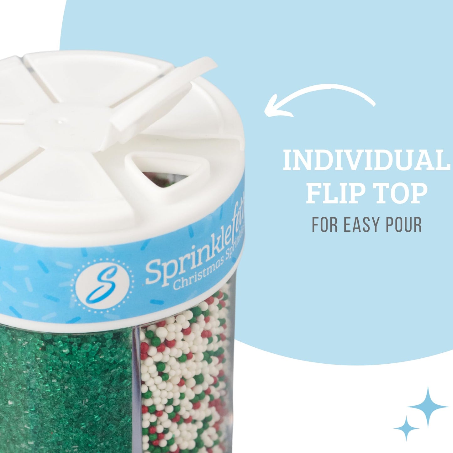 Sweets Indeed Valentines Sprinkles 6-Cell Jar | Heart Sprinkles, Red White Pink Jimmies & Sanding Sugar | Baking & Decorating | 6.45 ounces