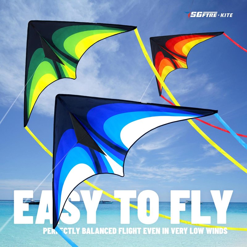 Delta Kite Set for Kids and Adults,Extremely Easy to Launch for Beginners, Perfect for Beaches and Parks,ites for Beach Trip Park Family Outdoor Games and Activities (Speed Triancle 3-Piece Set, 3)