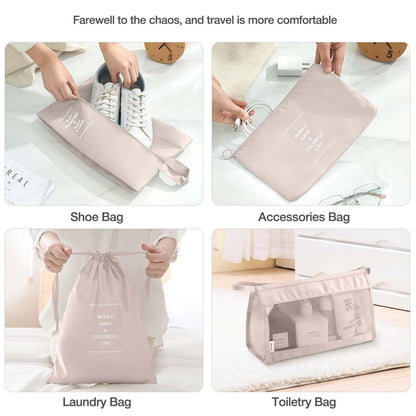 9 Set Packing Cubes for Suitcases,Packing Cube with Shoe, Cosmetics, Clothing, and Accessories Bags Packing Cubes for Travel Luggage Organizer Women Men(Beige)