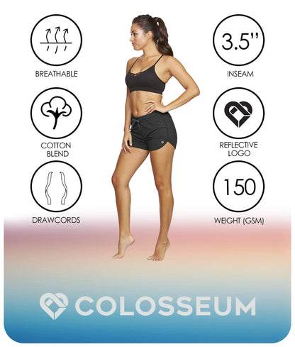 COLOSSEUM Active Women's Simone Cotton Blend Yoga and Running Short (Black, Medium)