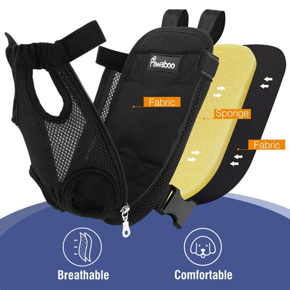 Adjustable Pet Carrier Backpack, Pet Front Dog Carrier Backpack, Legs Out, Easy-Fit for Hiking Traveling for Small Medium Dogs, Small Travel Bag, Black