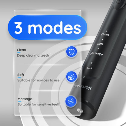 Mornwell Electric Toothbrush USB Fast Charging 3 Modes Rotary Toothbrushes Rechargeable Spin Toothbrushes with 4 Round Brush Heads for Adults & Kids Over 8 Years Old