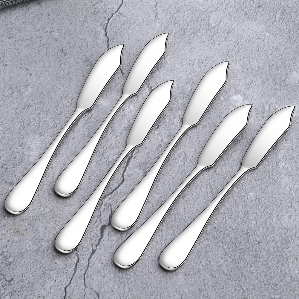 AOOSY Butter Knife, Cheese Knife, Dover Sole Breakfast Kippers, Cute Mini 5.91 inches Stainless Steel Kitchen Knives for Butter Sandwiches Cheese Breakfast,Packs Of 6