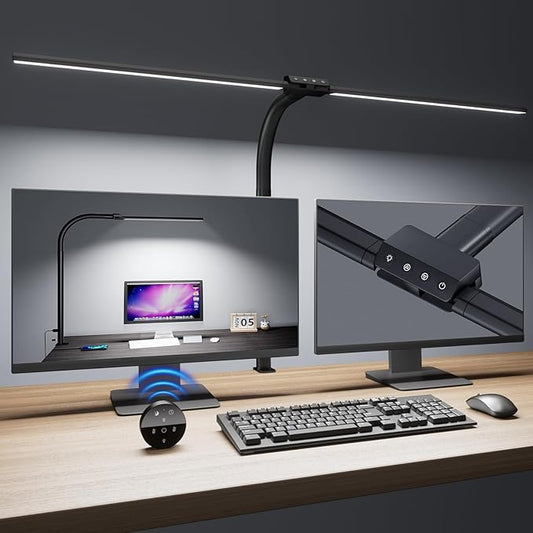 Desk lamp,LED Desk Lamps for Home Office,Eye-Care Architect Lamp for Desk with Clamp,Dual Screen Computer Monitor Gooseneck Smart Light:24W100 Lighting Models Adjustable Table Lamp for Study Drafting