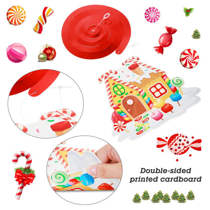 Zomiboo 53 Pcs Christmas Hanging Swirls Decorations Christmas Candy Gingerbread Man Truck Red Cardinals Christmas Ceiling Decor Ornaments for Christmas Tree Xmas Holiday Party(Candy)