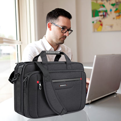 VANKEAN Laptop Briefcase Premium Laptop Case Fits 17.3 Inch Laptop Shoulder Bag Water-Repellent Messenger Bag for Men/Women Travel/Business/Black
