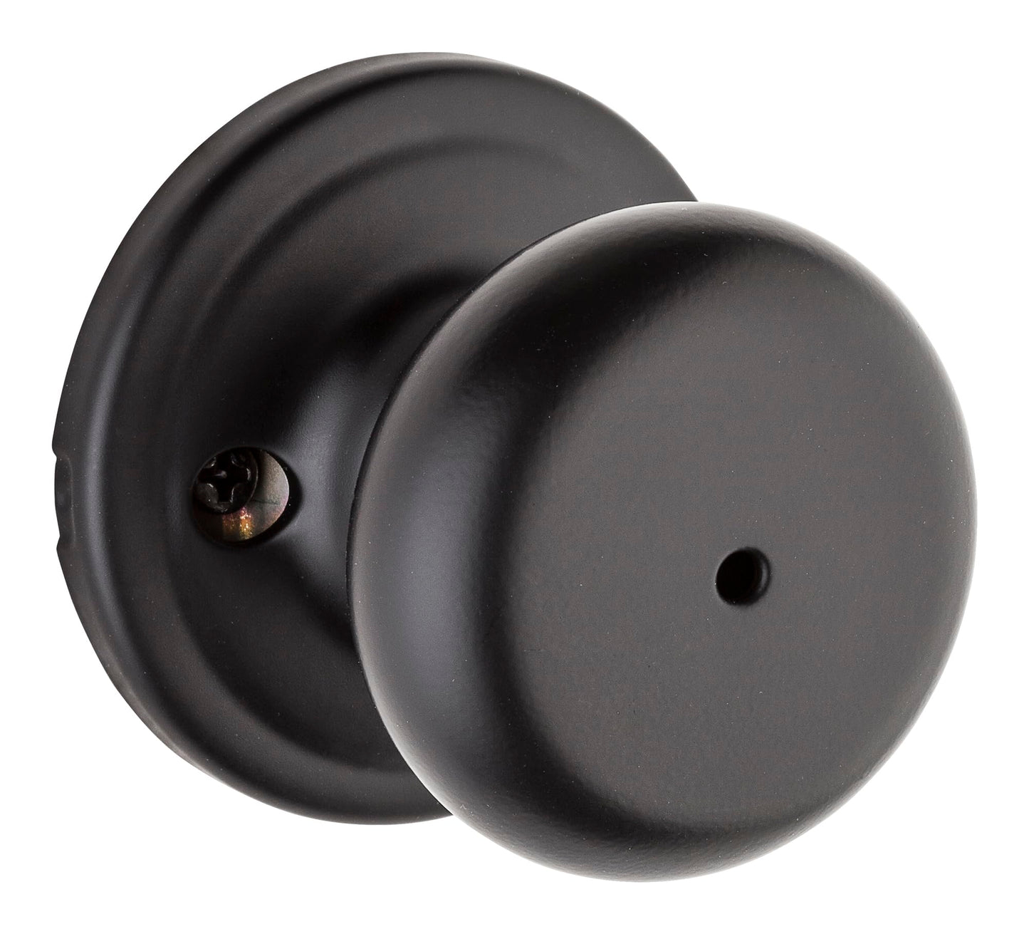 Kwikset Hancock Interior Privacy Door Knob with Lock, Door Handle For Bathroom and Bedroom, Matte Black Keyless Turn Lock Doorknob, with Microban Protection