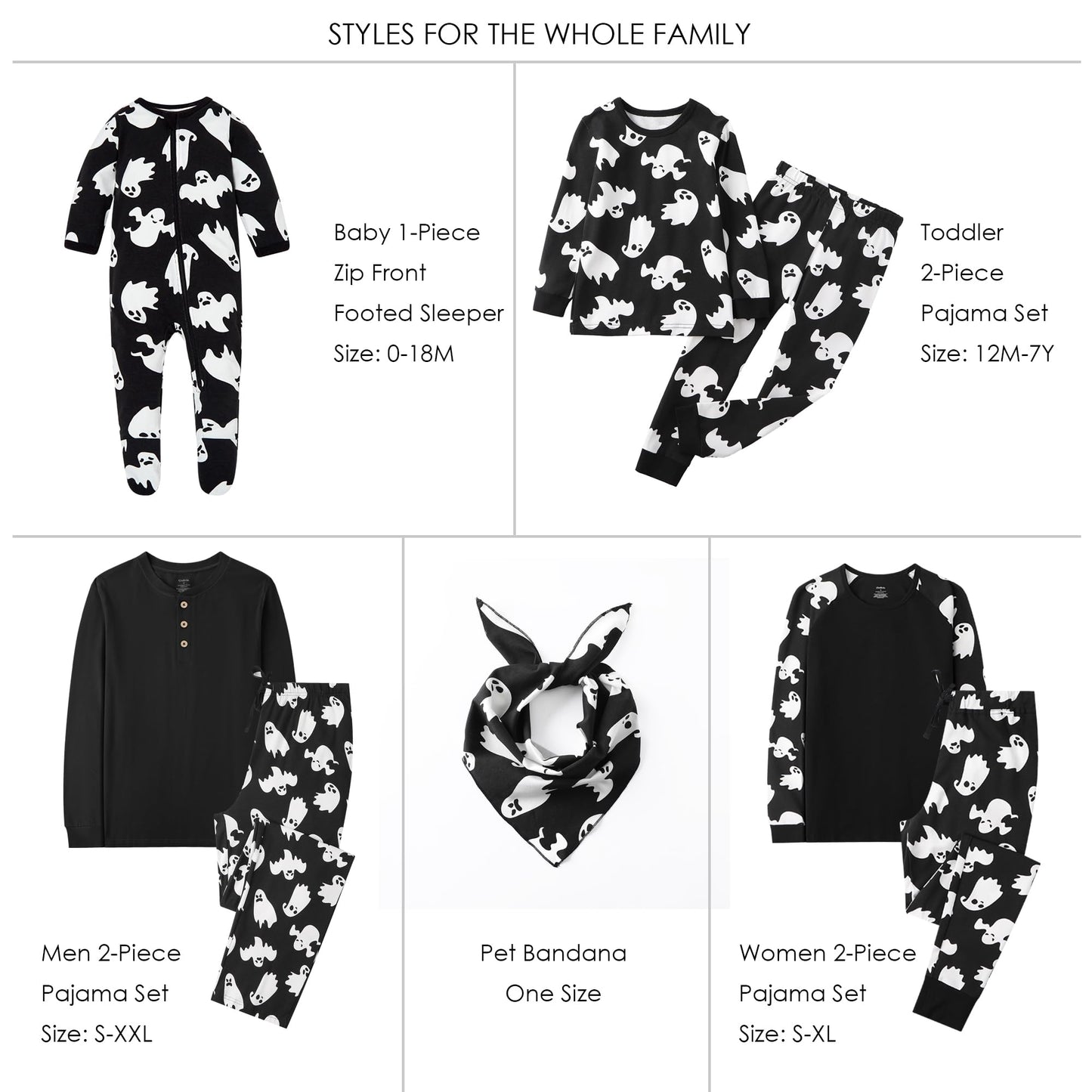 Owlivia Christmas Halloween Pajamas For Family, Organic Cotton Holiday Pajamas Matching Sets(2-Piece Women Pjs, Large, Halloween Ghosts)