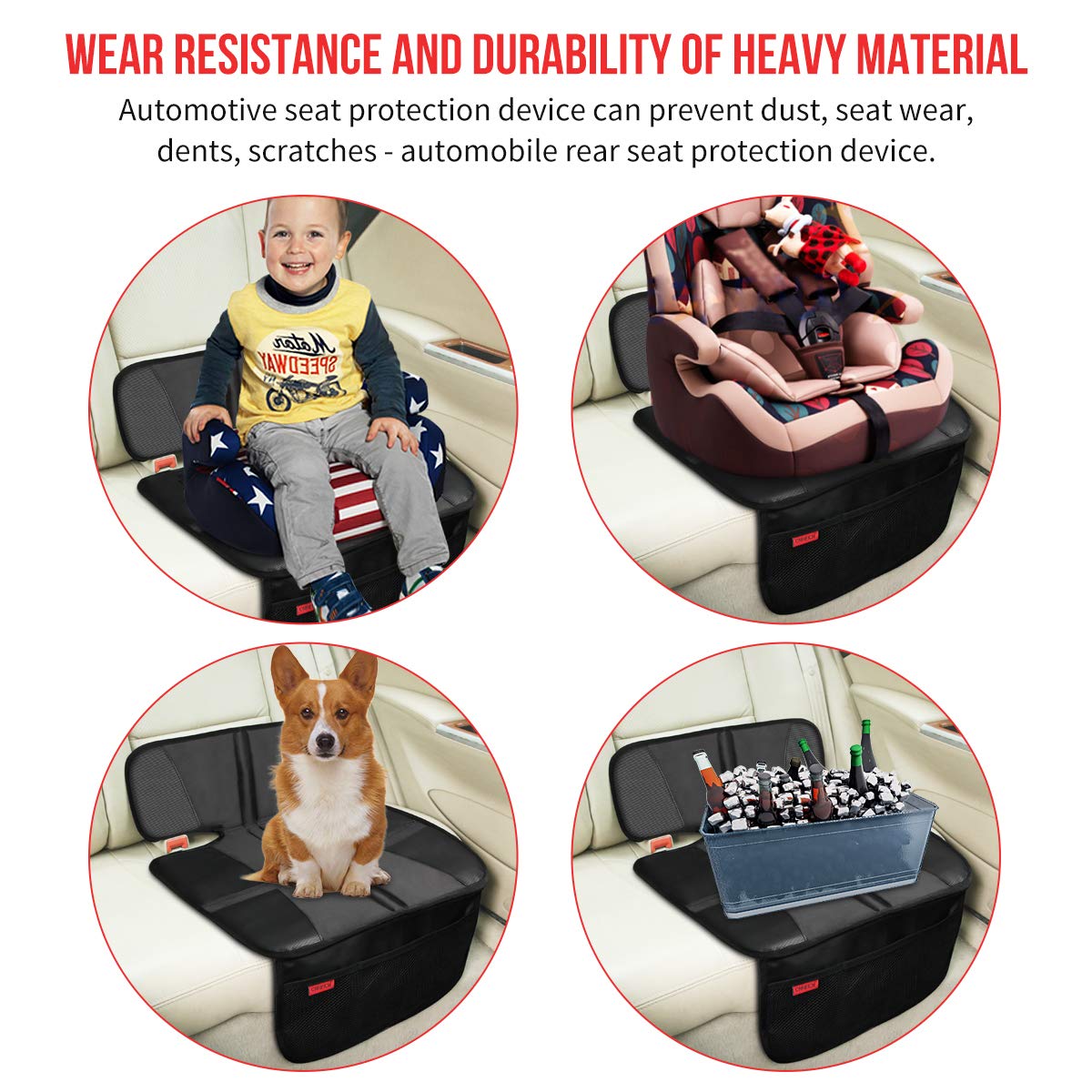 Car Seat Protector - Children Seat Protection Mat - Car Seat Protector for Baby Child Car Seats - Auto Seat Cover Mat for Under Carseat with Thickest Padding to Protect Leather & Fabric Upholstery