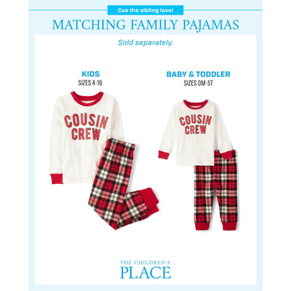 The Children's Place,Unisex Baby,and Kids, Sibling Matching, Christmas Pajama Sets, Fleece,Cousin Crew '24,3 Years
