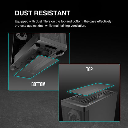 GAMDIAS ATX Mid Tower Computer Case Tempered Glass, Gaming PC Case Support Dual 360mm AIO/Radiator, 7x120mm Case Fans (4X 120mm Built-in), 420mm GPU/VGA, USB3.0X 2, Type C x1, 170mm CPU Cooler