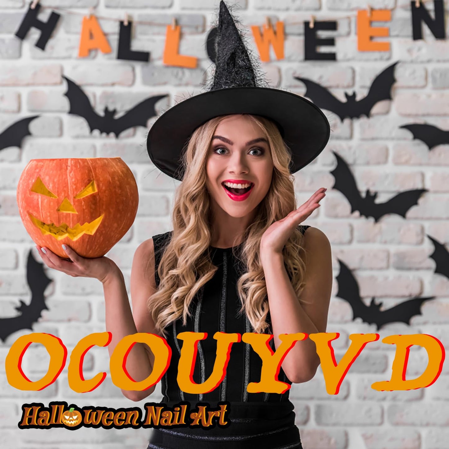 Halloween Yellow Flowers Press on Nails Short Square Fake Nails with Cute Little Ghost Designs Black Matte Artificial Nails Full Cover Stick on Nails Halloween Glue on Nails for Women Nail Art DIY