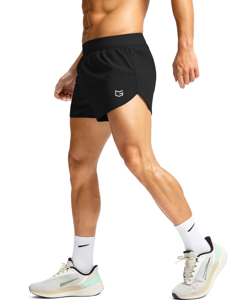 G Gradual Running Shorts for Men 3 Inch Lighweight Quick Dry Workout Gym Athletic Jogging Shorts with Inner Key Pocket, Black, Medium