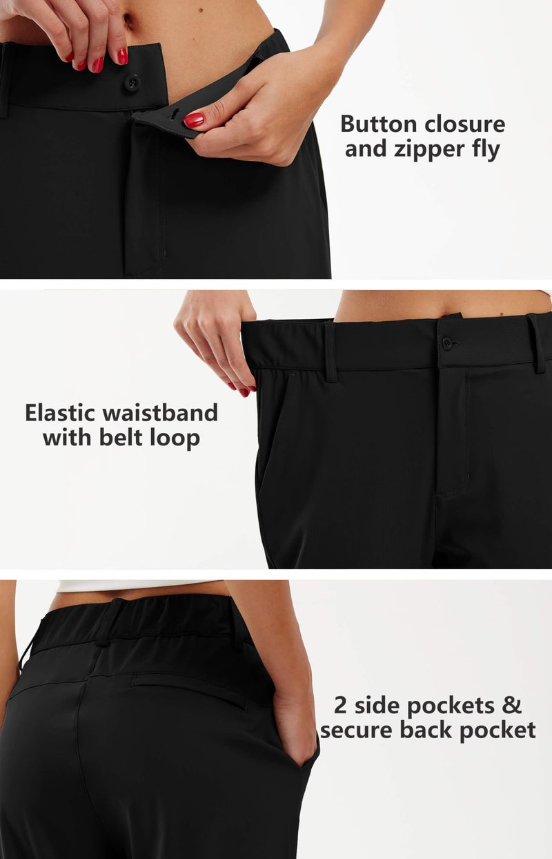 Libin Women's 4-Way Stretch Golf Joggers Pants with Pockets, Tapered Athletic Running Sweatpants, Work Dress Casual Slacks for Women, Black M