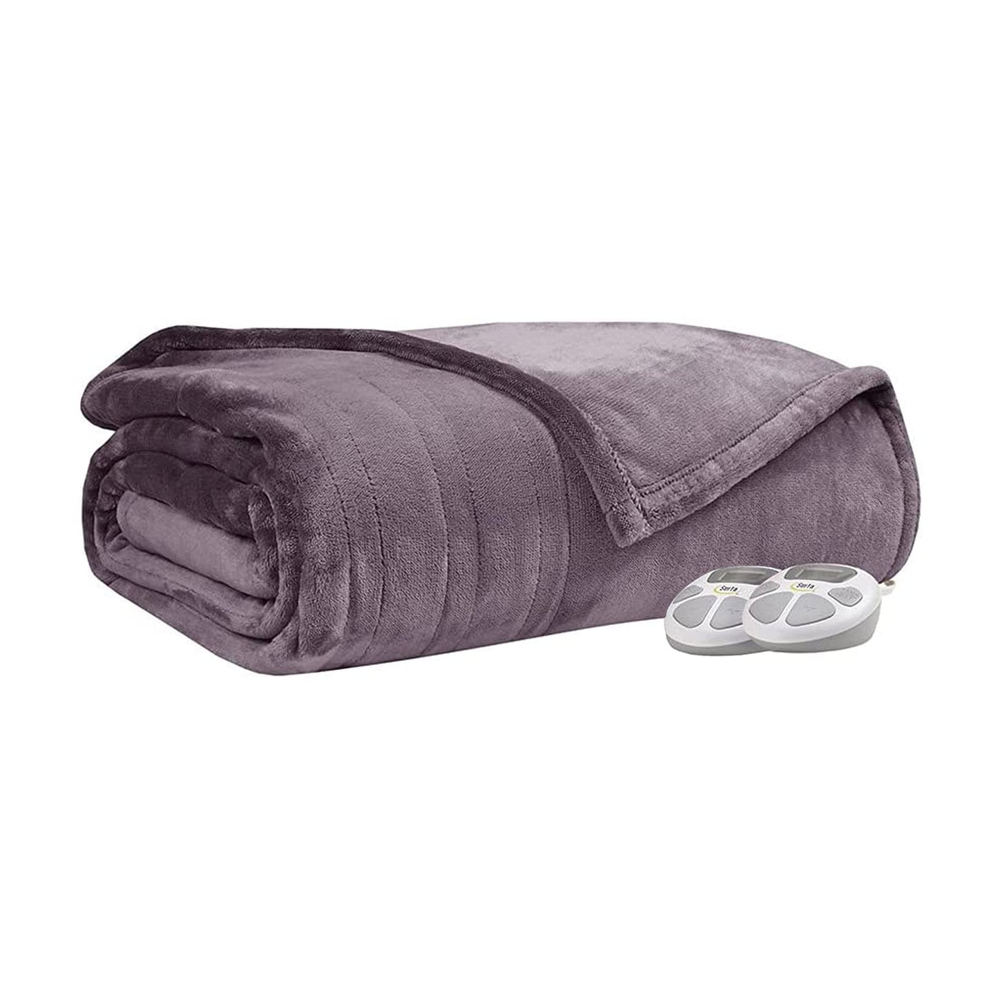Serta Luxuriously Soft Plush Electric Blanket Fast Heating Cozy Cover, Safety Auto Shut Off Timer, Low EMF, Multi Heat Setting, ETL Certified, Machine Washable, Grey King (92 in x 100 in)