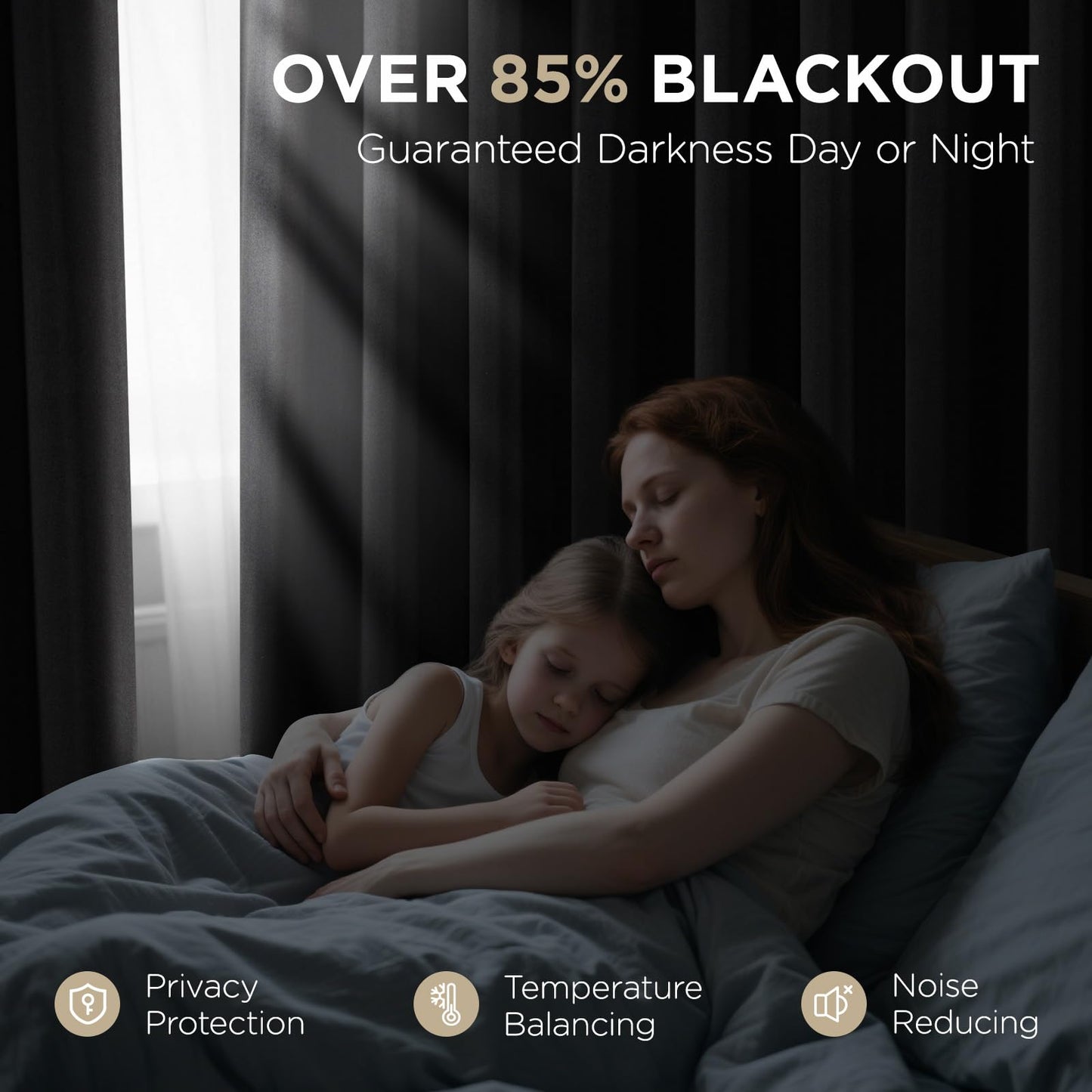 Joydeco 84 Inch Blackout Curtains for Bedroom - Thermal Insulated Room Darkening Light Blocking Curtains with Grommets, Noise Reducing & Wrinkle-Free Drapes for Living Room Windows, 2 Panels