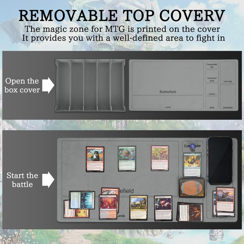 5 Row Trading Card Storage Box, 3800+Bulk Card Organizer Box with 20 Dividers & 5 Supporters, Graded Card Deck Box for YuGiOh, MTG, TCG Black/Grey