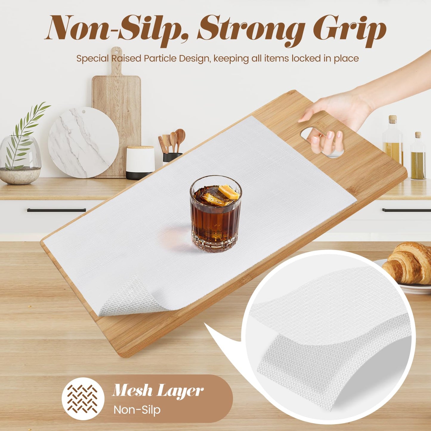 Drawer Shelf Liner for Kitchen Cabinets, Non Adhesive Slip Resistant Shelf Paper Easy to Clean, Strong Grip Thickened Waterproof Washable Mats for Pantry Shelves Cupboard Dresser(White, 12 in x 10 FT)