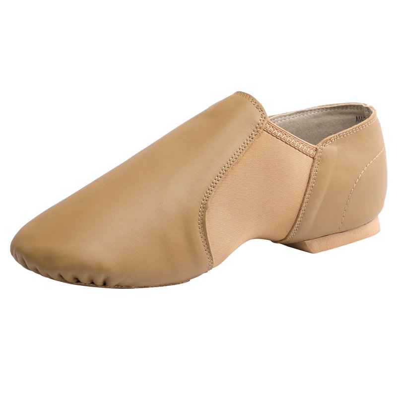 Linodes (Tent Leather Upper Jazz Shoe Slip-on for Women and Men's Dance Shoes Brown 9M
