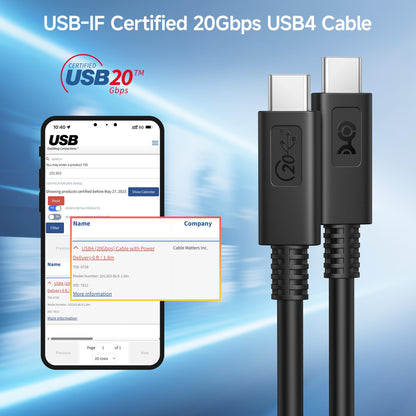 Cable Matters [USB-IF Certified] 10 Gbps Gen 2 USB C Cable - 3.3ft / 1m, Supports Up to [4K@60Hz Video, 100W Charging, 10Gbps Data Transfer], Black