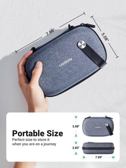 UGREEN Travel Accessories Bag, Portable Cable Organiser Travel Electronics Organiser Small Gadget Cable Bag Pouch, Hard Case for Charger Adapter Power Bank Hard Drive(Grey)
