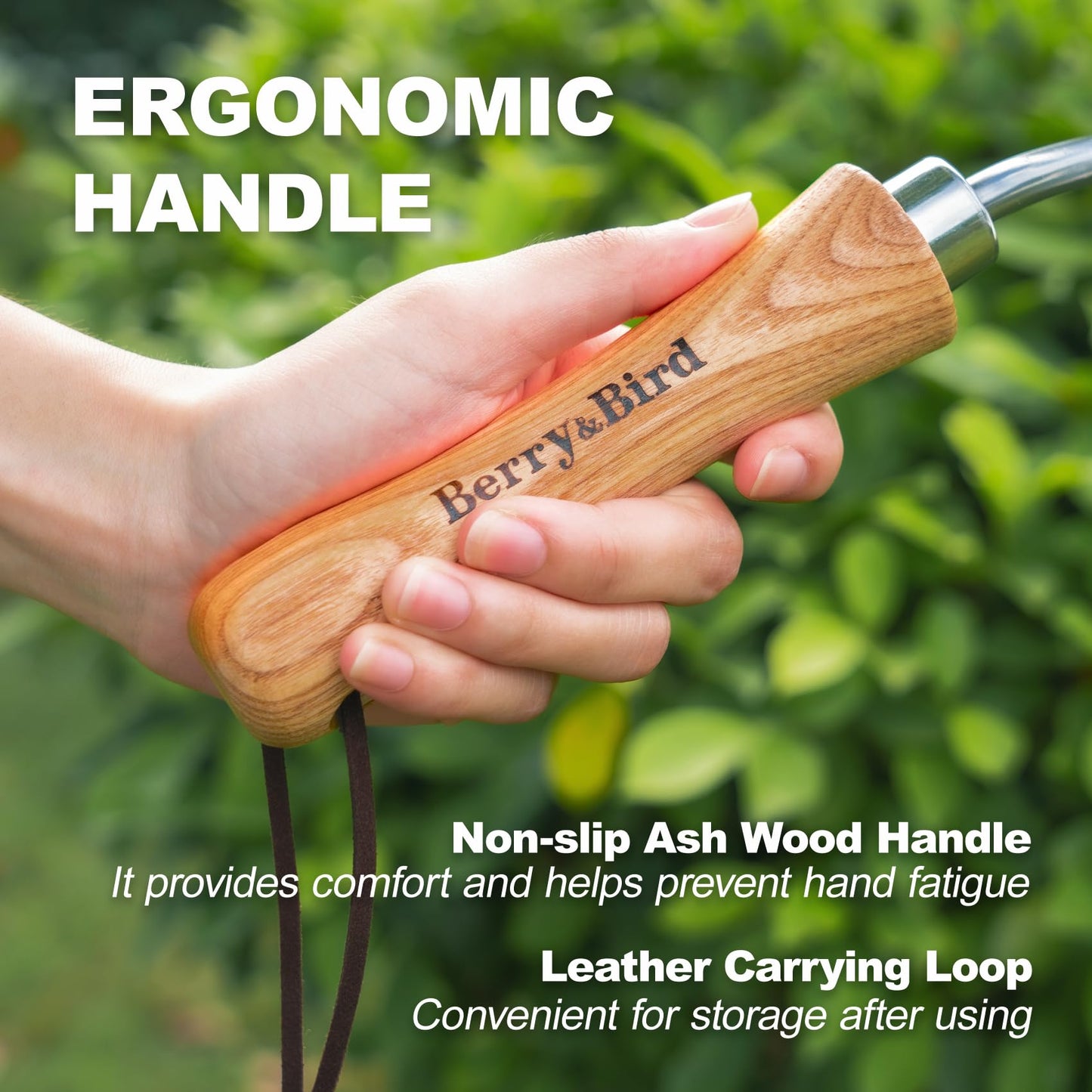 Berry&Bird Seeding Widger,Stainless Steel Seed Dibber Tool with Measuring Scale,Wooden Handle Garden Bulb Trowel for Seed Planting Tool Hand Shovel Planter Transplanter Dibber Soil Digginng