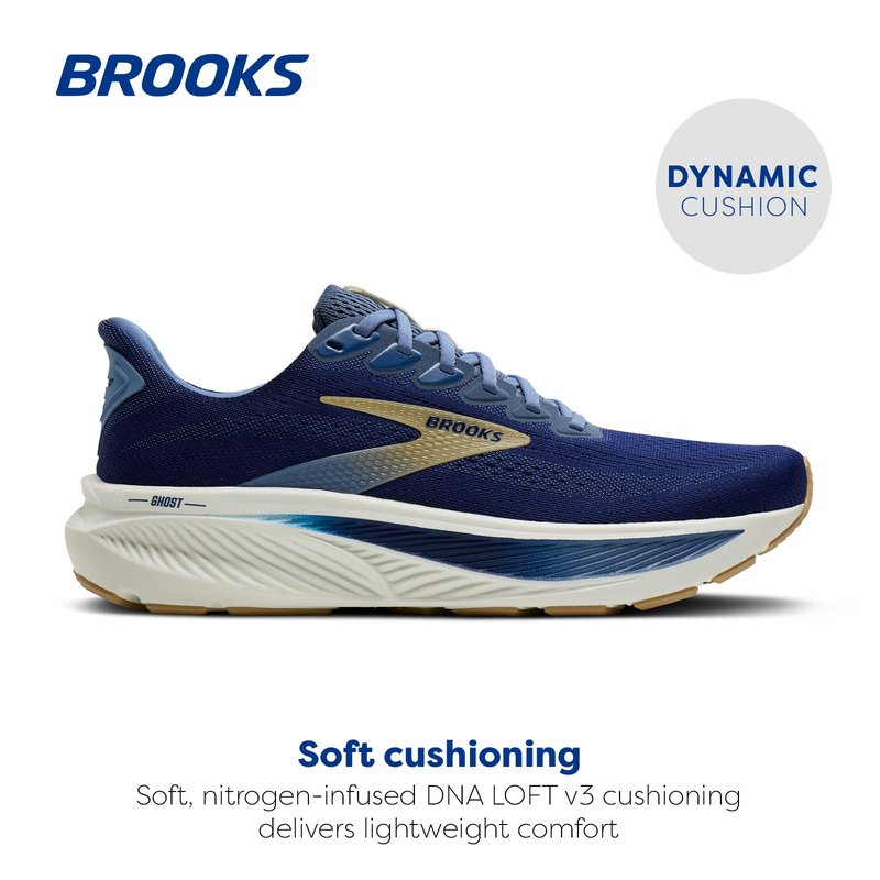 Brooks Men’s Ghost 17 Neutral Running Shoe - Beacon Blue/Moonlight/Starfish - 7.5 Medium