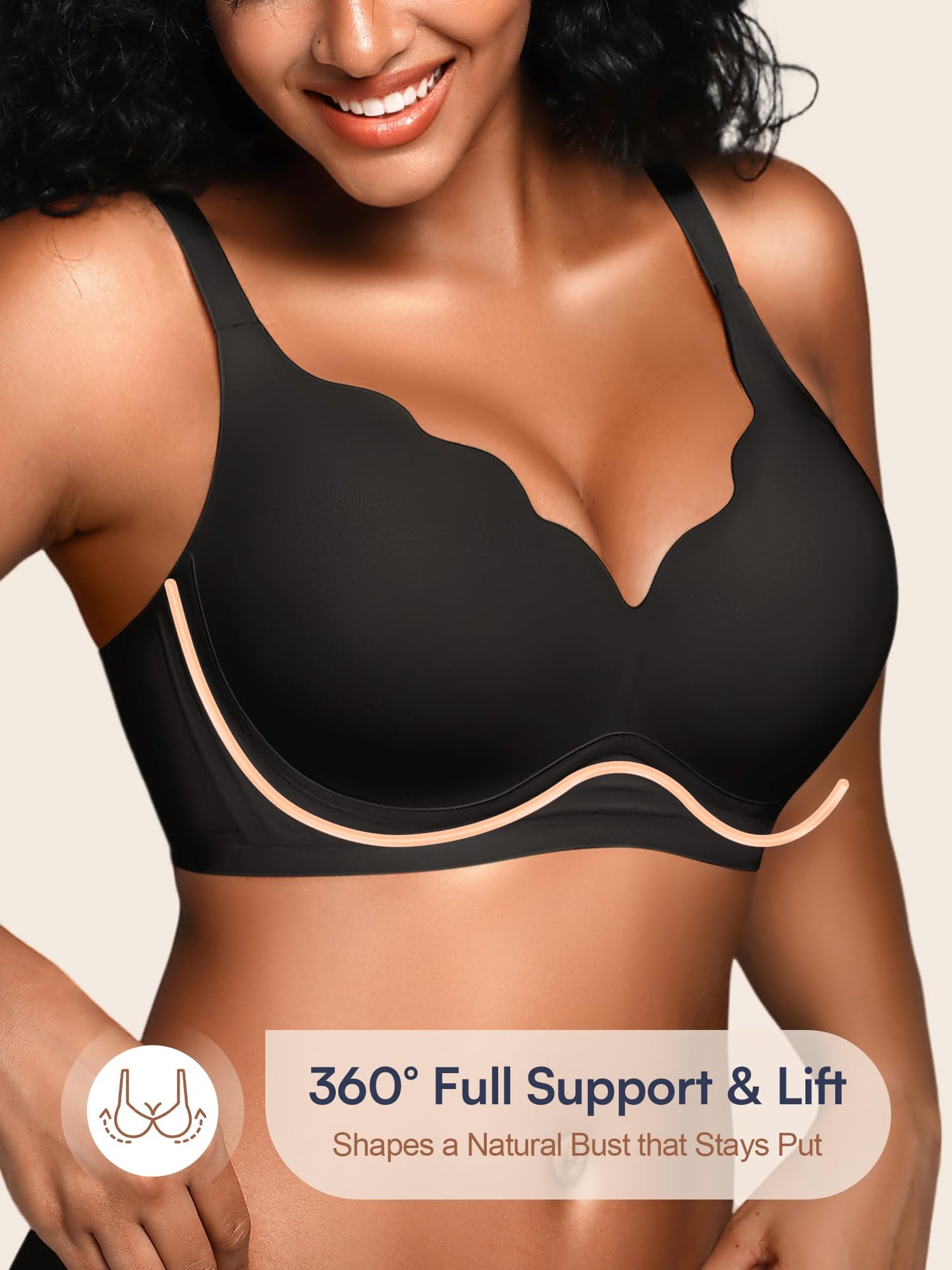 Wireless Jelly Bras for Women No Underwire with Support - S-2XL Seamless Bralettes Everyday Comfort Tshirt Padded Bra