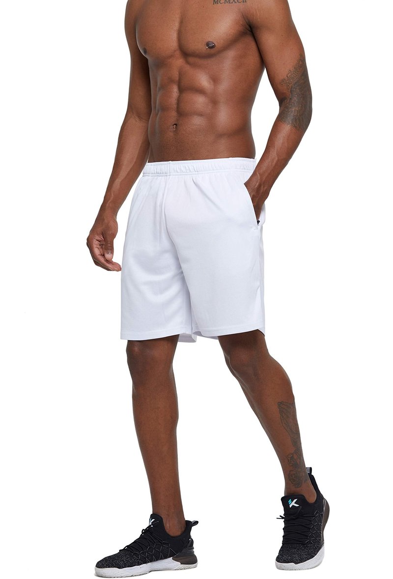 G Gradual Men's 7" Workout Running Shorts Quick Dry Lightweight Gym Shorts with Zip Pockets (White XX-Large)