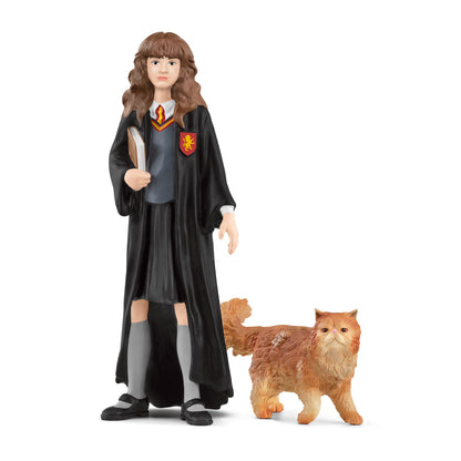 Schleich Harry Potter - Hermonie and Crookshanks Cat Figurines - 2 PC Harry Potter Set - Wizarding World Collectible Figures for Kids and Adults - Toys for Ages 6+ | 42635