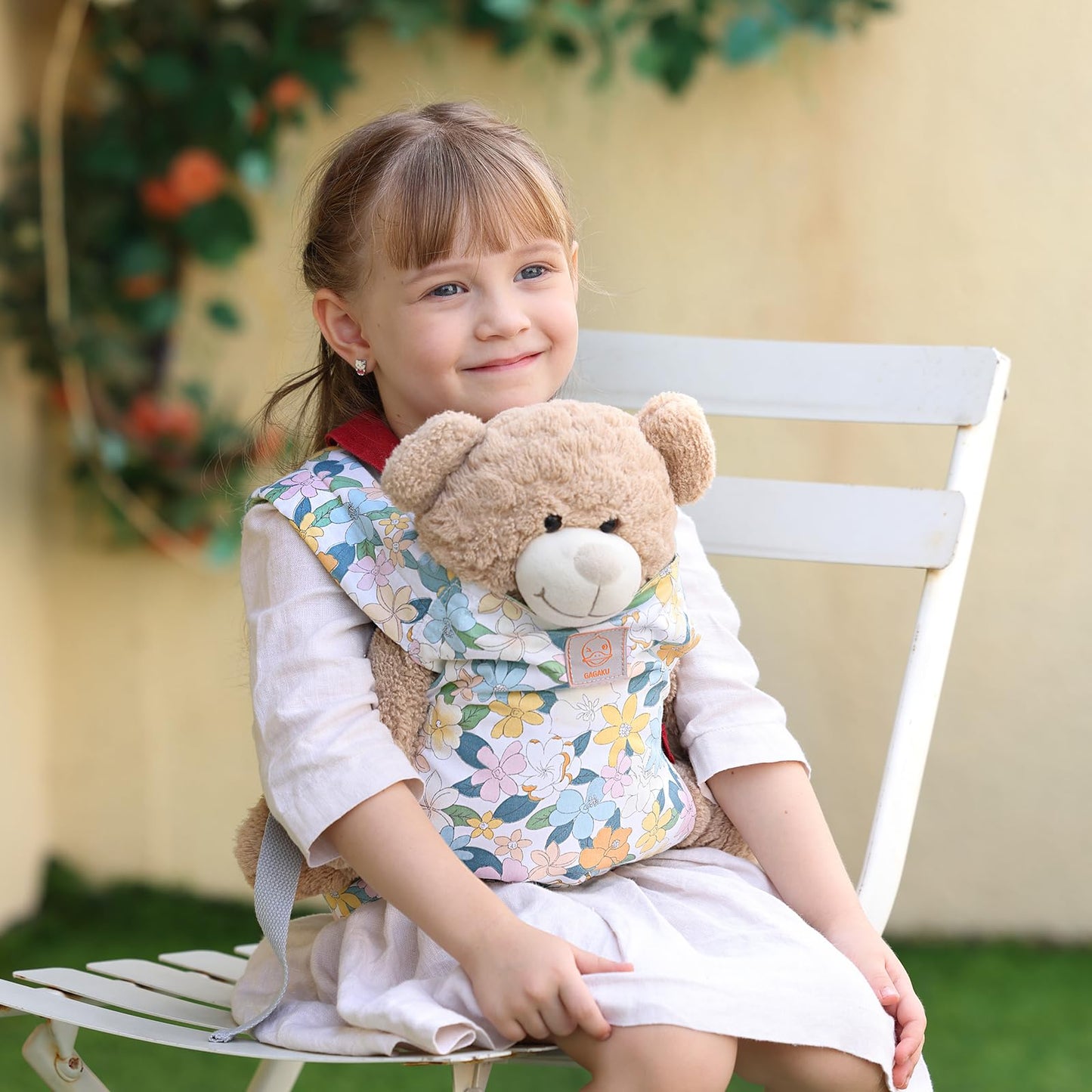 GAGAKU Baby Carrier for Dolls Reborn Baby Doll Carrier Kids Toy Play Baby Carrier for Stuffed Animals Babydoll Accessories for Toddlers - Green - Flowers Plumeria