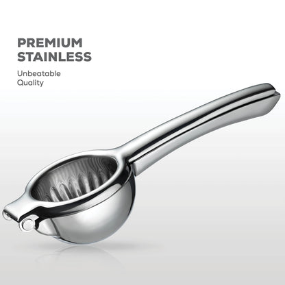 Premium Lemon Squeezer Stainless Steel - Heavy Duty Lime Squeezer, Lemon Juicer Manual With Comfortable Handle For Extracting All Juice Possible - Hand Citrus Juicer