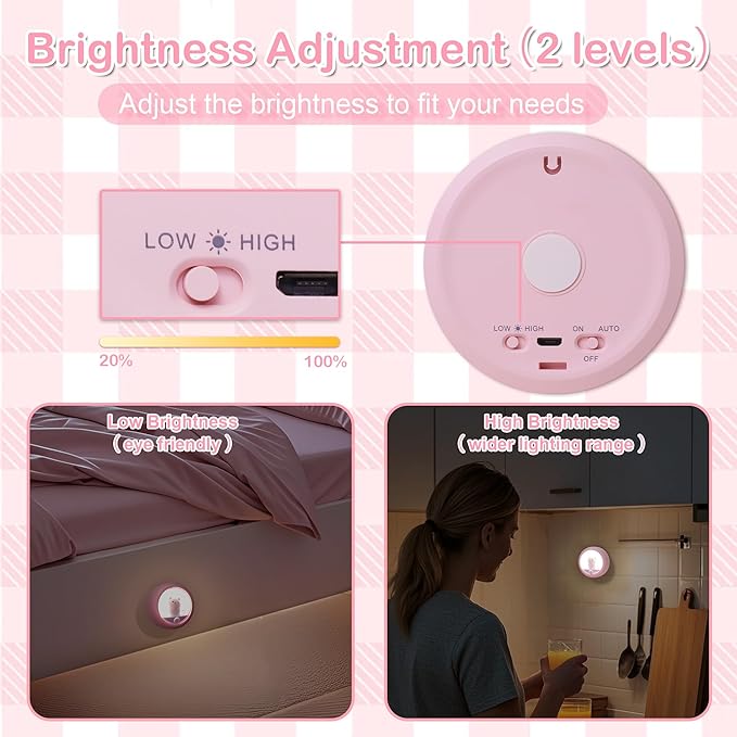 Attivolife Cat Motion Sensor Night Light, Magnetic Rechargeable Locker Wall Lamp with Dimmable, Portable Warm White LED Bedroom Light, Cute Decor for Girl Bathroom Hallway Stair Kitchen Wardrobe