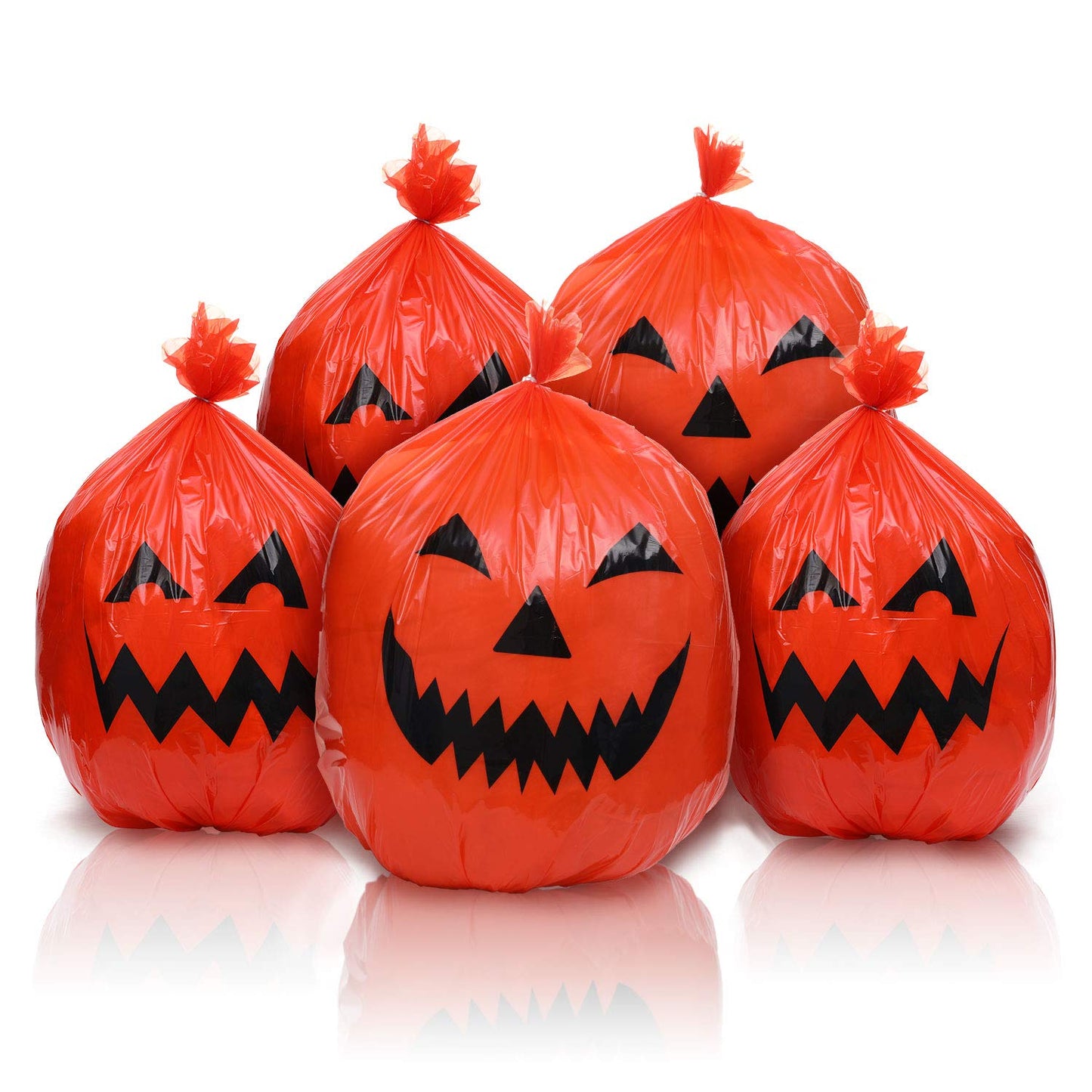 12 Pieces Halloween Lawn and Leaf Bags Pumpkin Pattern Lawn Bags for Outdoor Plastic Halloween Party Decoration for Leaves